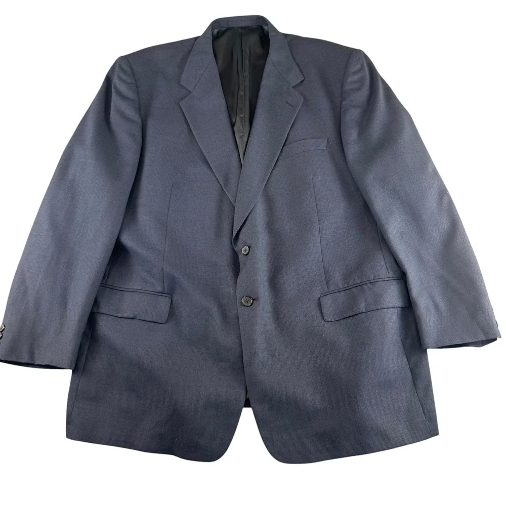 John Norman Roanoke Valley Navy Blue Worsted Wool Blazer Sport Coat 50 Long
